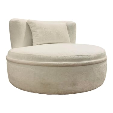 Stylish Modern White Swivel Lounge Chairs Pair
