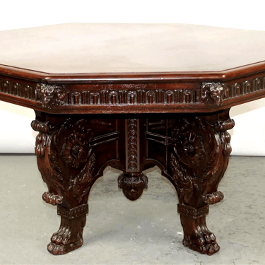 Antique Table, Foyer, Italian Baroque, Octagonal Pedestal Table, Early 1800's!