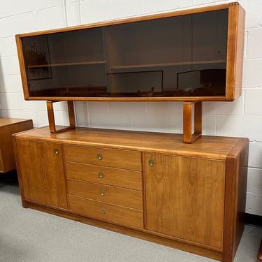 Midcentury Danish Modern Teak Credenza Buffet With Hutch By D-Scan Captain Line 