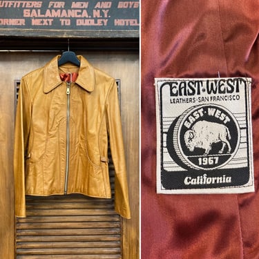 Vintage 1970’s “East West Musical Instruments” Leather Jacket, 70’s Hippie Rocker Jacket, East West Leather Jacket, Vintage Clothing 