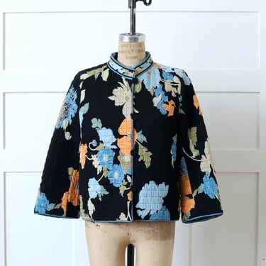 vintage LEONARD PARIS design er silk jacket • quilted plush floral bell sleeve jacket 