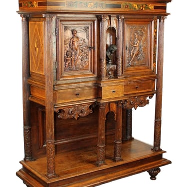 Antique Cabinet, French Renaissance Revival, Wine Cabinet, 19th C 1800s