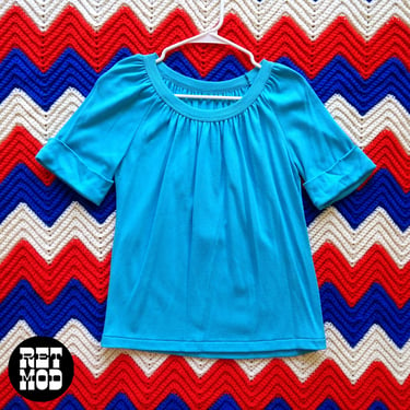 NWOT Soft Vintage 70s Turquoise Blue Short Sleeve T-Shirt 
