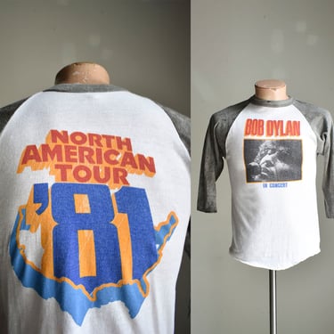 Vintage 1989 Bob Dylan Tour Shirt / Vintage Bob Dylan Raglan Tour Tee / Vintage Bob Dylan Double Sided Baseball Tour Tshirt Small Medium 