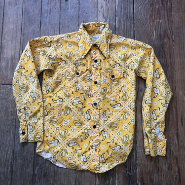 1970s Paisley Button Down Shirt Small 