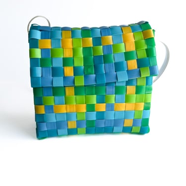 Y2K Turquoise Woven Side Strap Bag