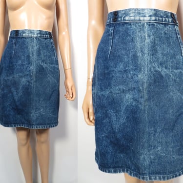 Vintage 80s Denim High Waist Pencil Skirt Made In USA Size 27 Waist 