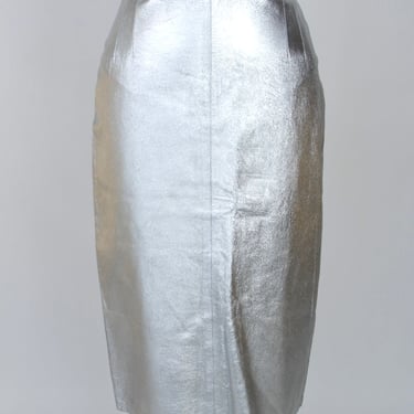 1990s Italian Metallic Leather Skirt