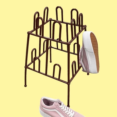 Vintage YAFFA Shoe Rack Retro 1980s Contemporary + Basic Line + Brown Plastic + Holds 8 Pairs + Storage and Organization + Modern Home Decor 
