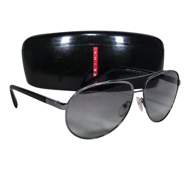 Prada - Grey Gunmetal Aviator Sunglasses
