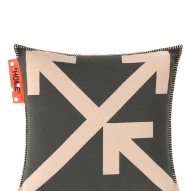 Off White Unisex Army Green Fabric Big Pillow
