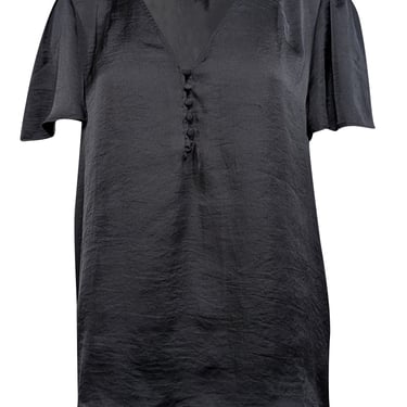 Paige - Black Satin Short Sleeve Blouse Sz M