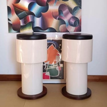 Mid Century 1 of 2 Italian black and White high bar stool / Joe Colombo style / 1960s 