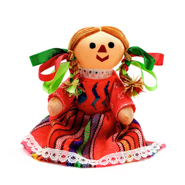 VINTAGE: Mexican Handmade Doll - Artisan Doll - Yarn Doll - Fabric Doll - SKU 25-C4-00030220 