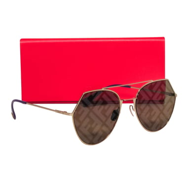 Fendi - Gold Frame w/ Gold F Printed Lens Sunglasses