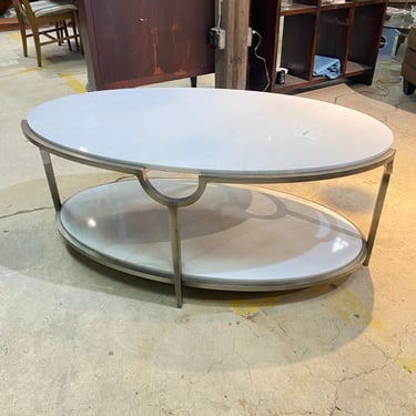 Two-Tiered Oval Marble Coffee Table