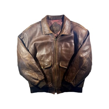Vintage Leather Jacket Bomber Brown Gorgeous