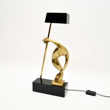 Vintage Italian Sculptural Bronze Table Lamp by Maxime Delo