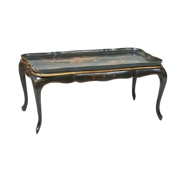 Chinoiserie Black Lacquer and Parcel Gilt Tray Table