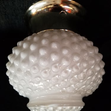 Vintage Flush Mount Single Bulb Ceiling Light with Hobnail Glass Shade H6.25 x D5.75