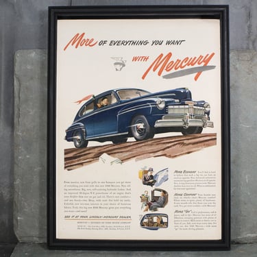 1946 Vintage Mercury Advertisement | UNFRAMED Vintage Advertising Page | 1946 Vintage Car Ad | Post World War II Ad 