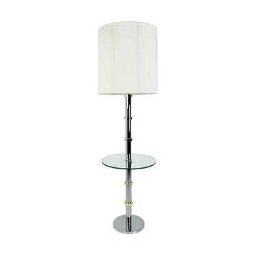 #1309 Chrome and Brass Floor Lamp with Glass Table