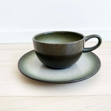 Vintage Heath Ceramics Cup and Saucer Sea and Sand Coupe Line Mid Century Modern Made in California 