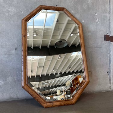 Post Modern 1980s Oak Wood Frame Mirror