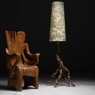 Abstract Armchair / Vine Wood Floor Lamp