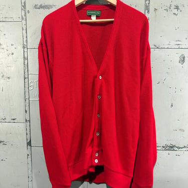 Vintage Red cardigan sweater Mr. Rogers style classic oversized Acrylic size XXL 