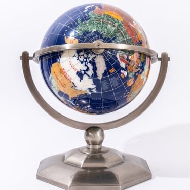 Mineral Speciman Table World Globe on Metal Stand