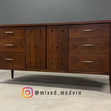 Refinished Broyhill Saga Walnut 63” Dresser 