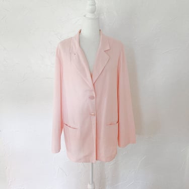 80s/90s Light Pink Cotton Lightweight Blazer | Extra Large 