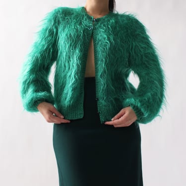 Vintage Viridian Shaggy Mohair Sweater