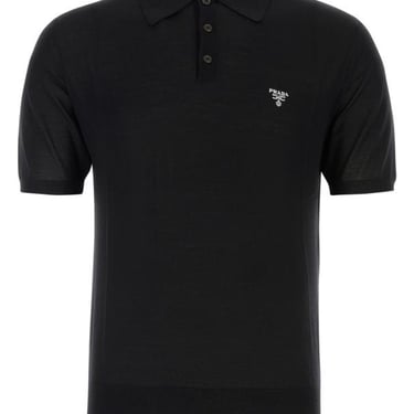 Prada Man Black Wool Polo Shirt