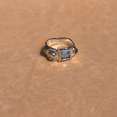 STERLING SILVER SUEDE RING IN ICE BLUE/LIMONCELLO