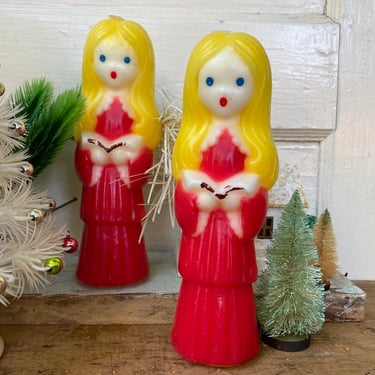 Vintage Christmas Choir Girl Candles, 7.5