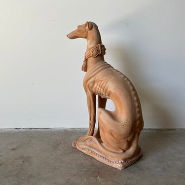 Vintage  Life - Size Italian Greyhound Terracotta Dog Statue 
