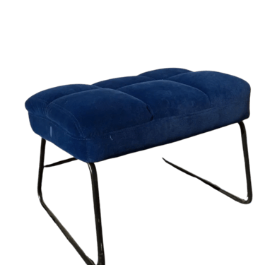 Blue Upholstered Black Metal Bench