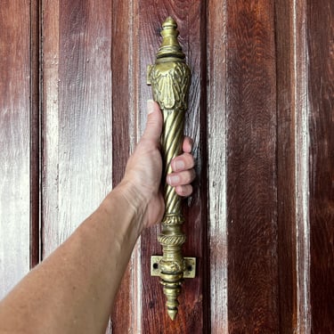 Brass Door Pull, Antique Solid Brass Victorian Style Door Hardware Handle, Architectural Salvage 
