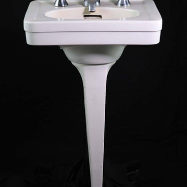 Vintage Crane Porcelain White Peg Leg Pedestal Sink