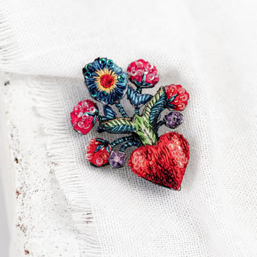 Frida's Flowers Embroidered Pin