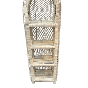 White Wicker Arched Shelf Small