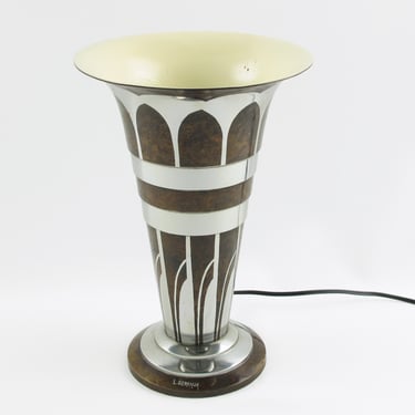 Lucien Gerfaux France Art Deco Uplight Table Metal Lamp