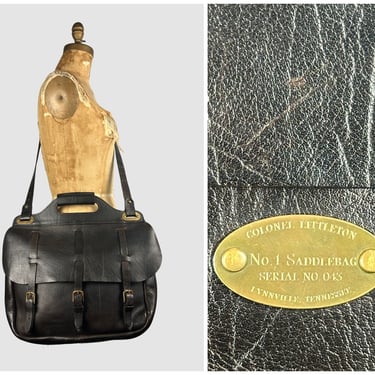 COLONEL LITTLETON No. 1 Saddlebag Briefcase | Crossbody Steerhide Messenger Bag Brass Hardware, Adjustable Strap | 1850s Calvary Inspired 