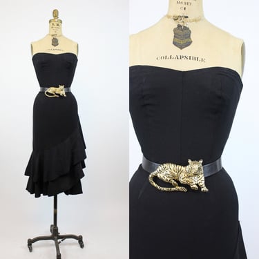 1960s strapless fitted dress xxs | vintage tiered hem skirt | new in 
