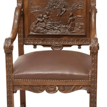 Antique Fauteuil, Chair, French Breton, Carved Oak, Upholstered Seat, E. 1900s!