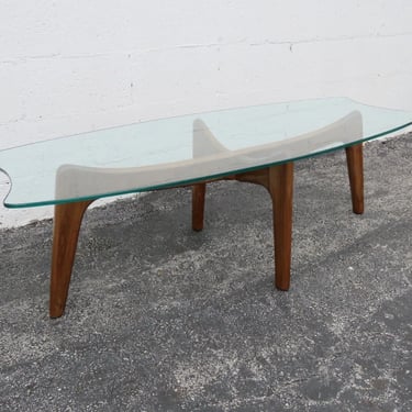 Adrian Pearsall Mid Century Surf Board Shape Glass Top Long Coffee Table 4872