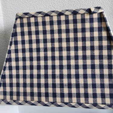 Rectangular Lampshade Vintage Navy Blue and White Gingham Fabric checkered Lampshade 