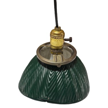 1930's Green Mercury Glass Industrial Pendant Light - 8 Available! 